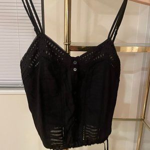 Anthropologie Eyelet Cotton Drawstring Crop Top